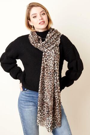 Dunne sjaal luipaard Zwart Polyester h5 Afbeelding2